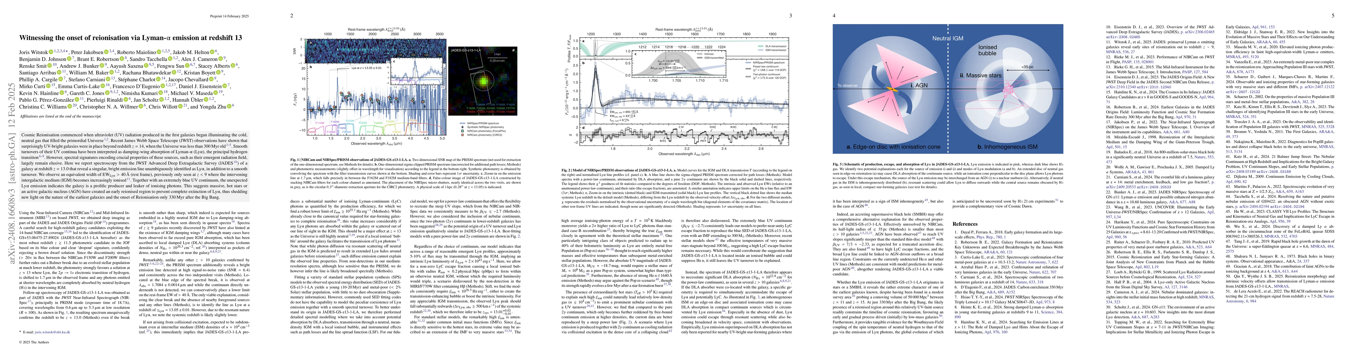 Thumbnail for Witnessing the onset of Reionisation via Lyman-$α$ emission at
  redshift 13