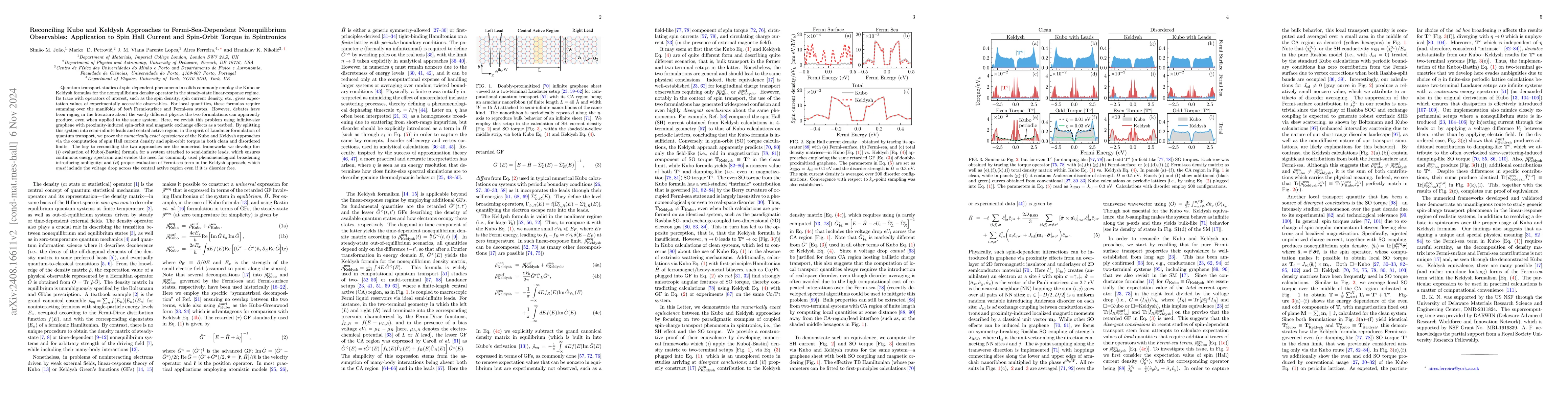 Thumbnail for Reconciling Kubo and Keldysh Approaches to Fermi-Sea-Dependent
  Nonequilibrium Observables: Application to Spin Hall Current and Spin-Orbit
  Torque in Spintronics