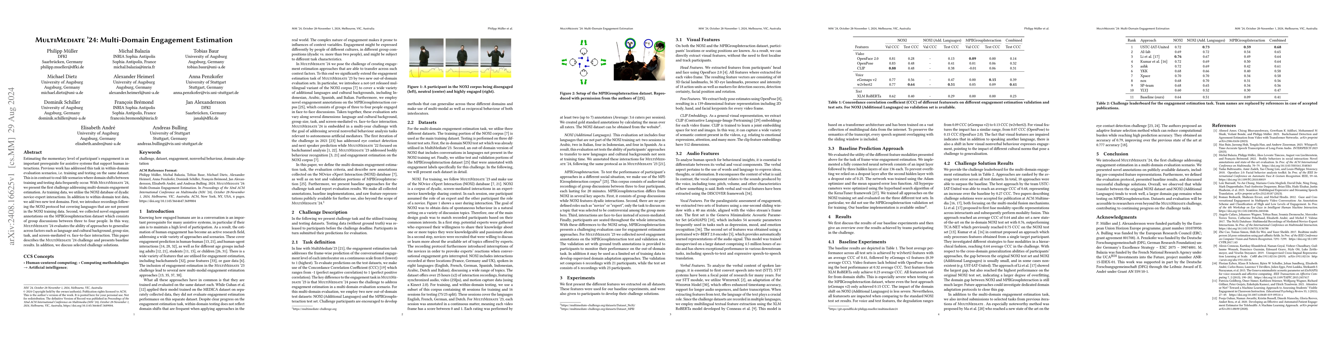 Thumbnail for MultiMediate'24: Multi-Domain Engagement Estimation