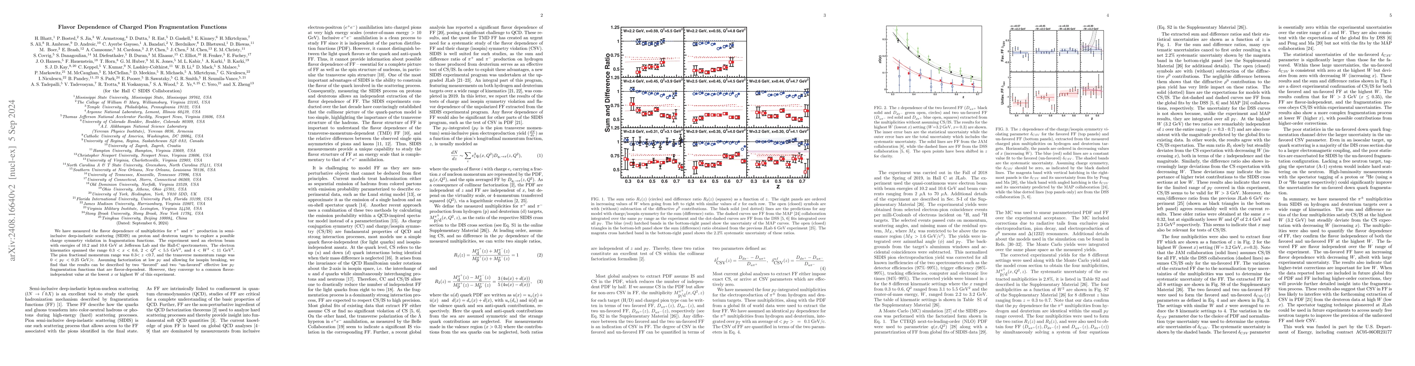 Thumbnail for Flavor Dependence of Charged Pion Fragmentation Functions
