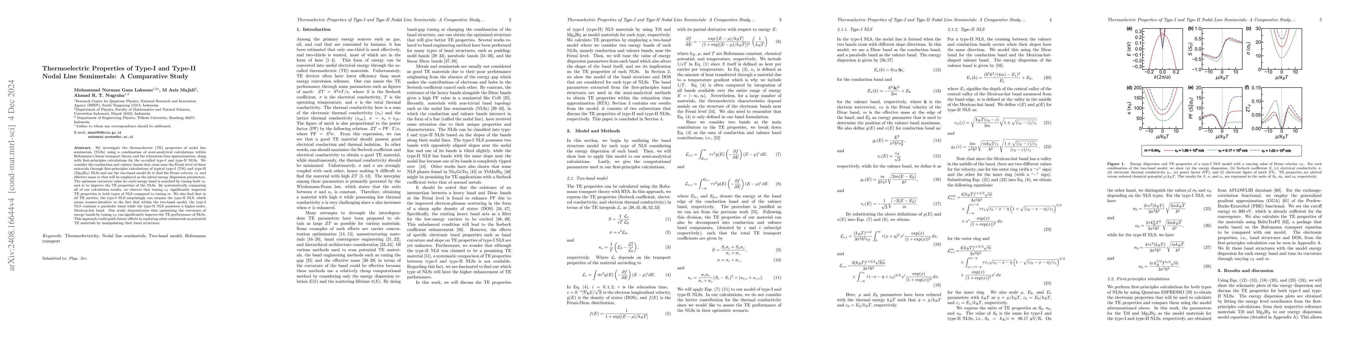 Thumbnail for Thermoelectric Properties of Type-I and Type-II Nodal Line Semimetals: A
  Comparative Study