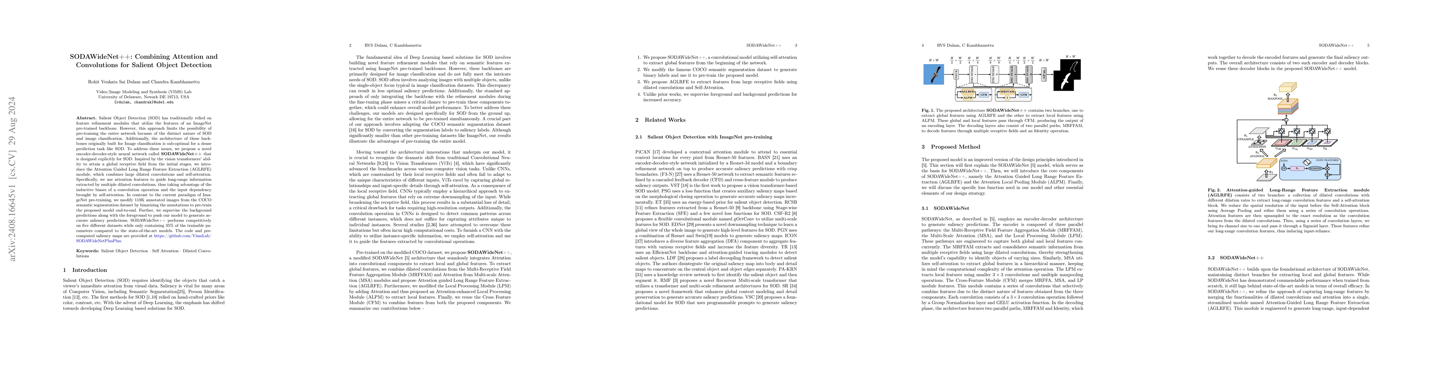 Thumbnail for SODAWideNet++: Combining Attention and Convolutions for Salient Object
  Detection