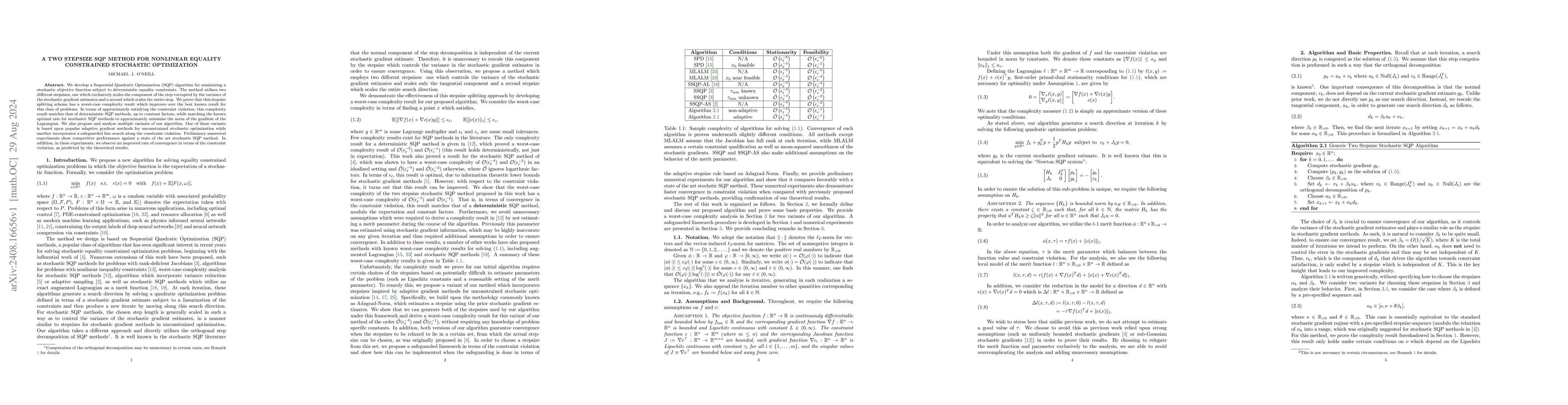 Thumbnail for A Two Stepsize SQP Method for Nonlinear Equality Constrained Stochastic
  Optimization