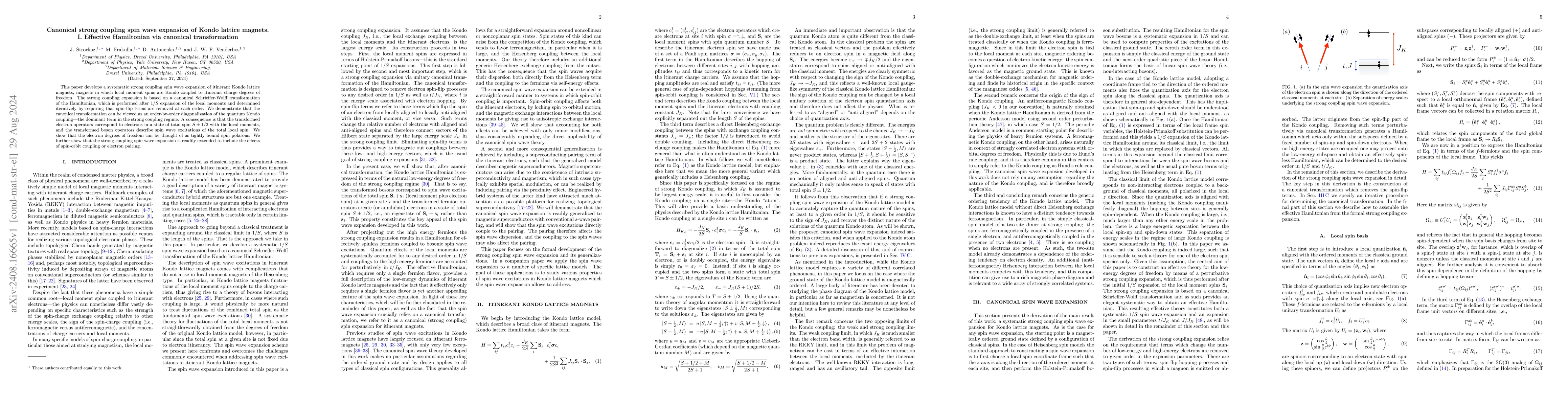 Thumbnail for Canonical strong coupling spin wave expansion of Kondo lattice magnets.
  I. Effective Hamiltonian via canonical transformation