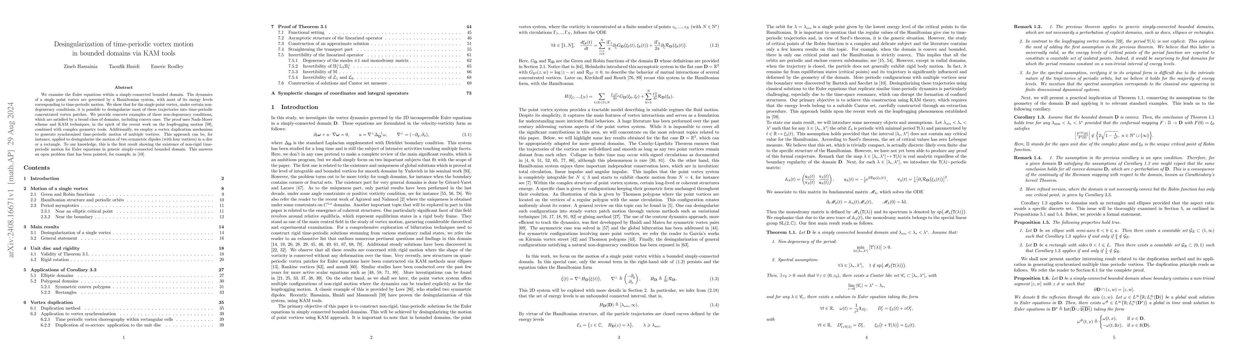 Thumbnail for Desingularization of time-periodic vortex motion in bounded domains via
  KAM tools