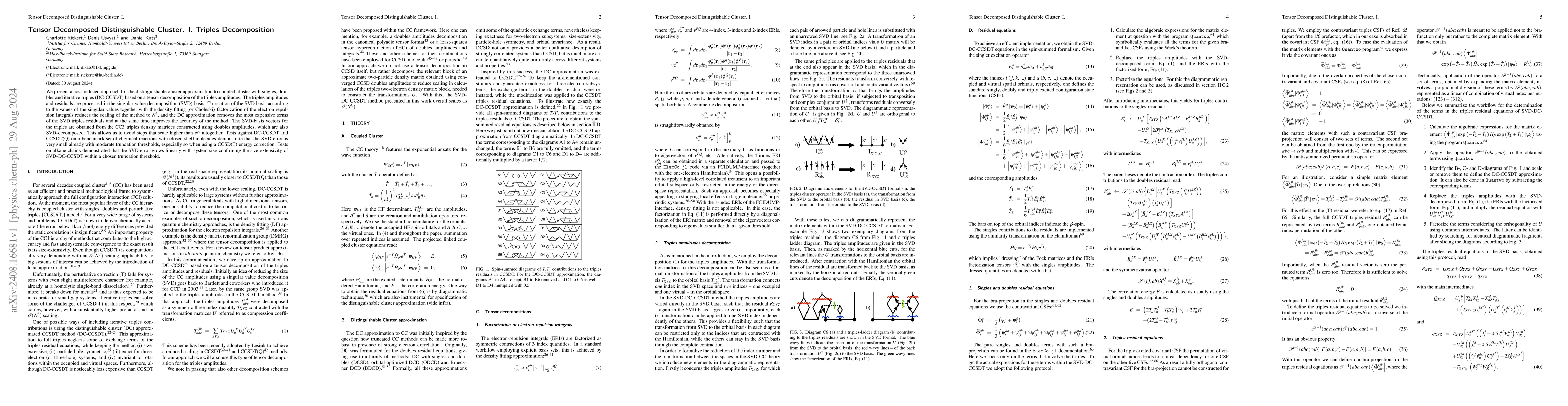 Thumbnail for Tensor Decomposed Distinguishable Cluster. I. Triples Decomposition