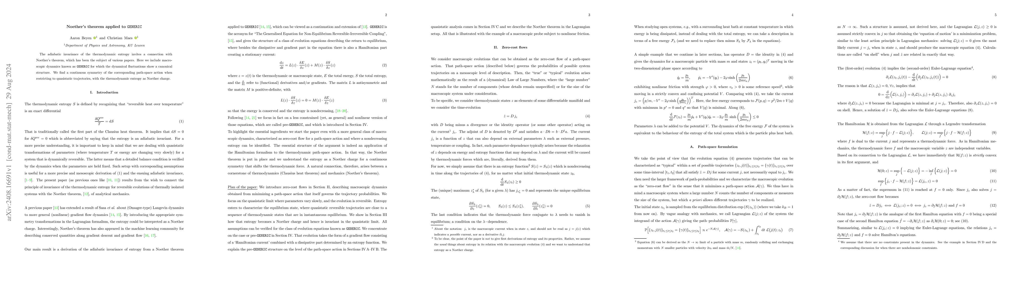 Thumbnail for Noether's theorem applied to $\texttt{GENERIC}$