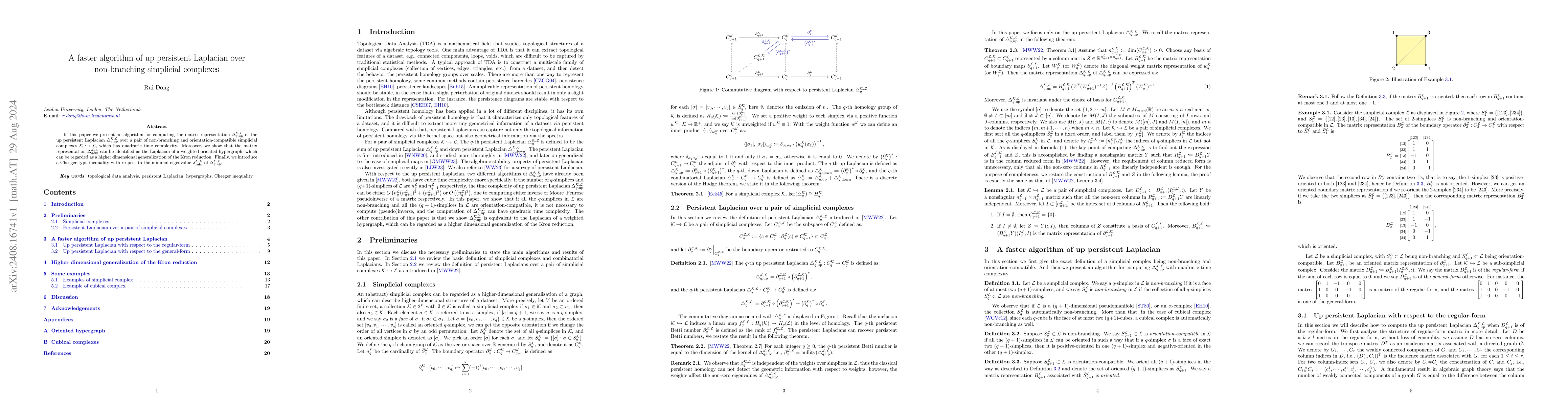 Thumbnail for A faster algorithm of up persistent Laplacian over non-branching
  simplicial complexes