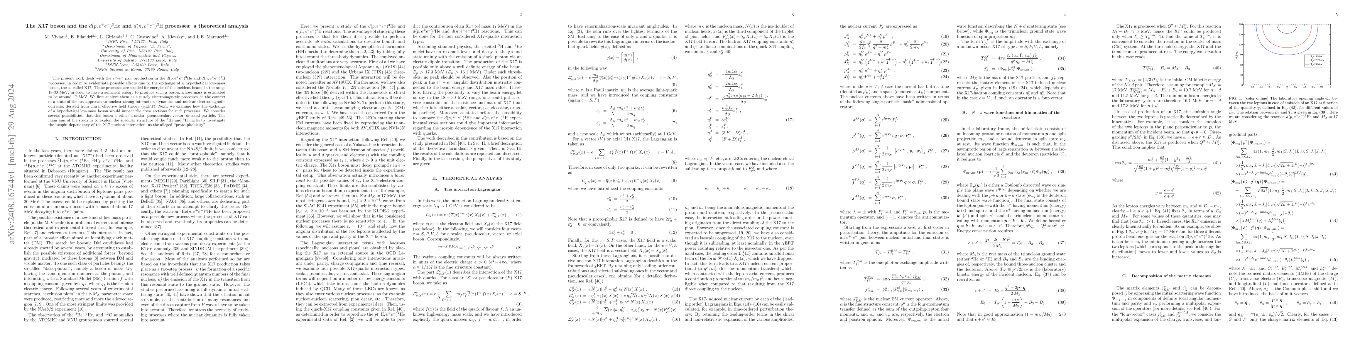 Thumbnail for The X17 boson and the d(p,e+ e-)3He and d(n,e+ e-)3H processes: a
  theoretical analysis