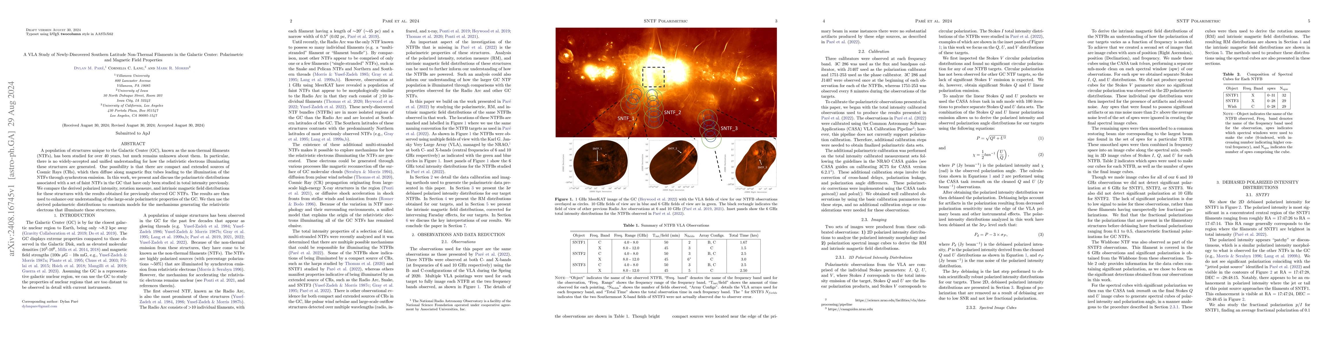 Thumbnail for A VLA Study of Newly-Discovered Southern Latitude Non-Thermal Filaments
  in the Galactic Center: Polarimetric and Magnetic Field Properties