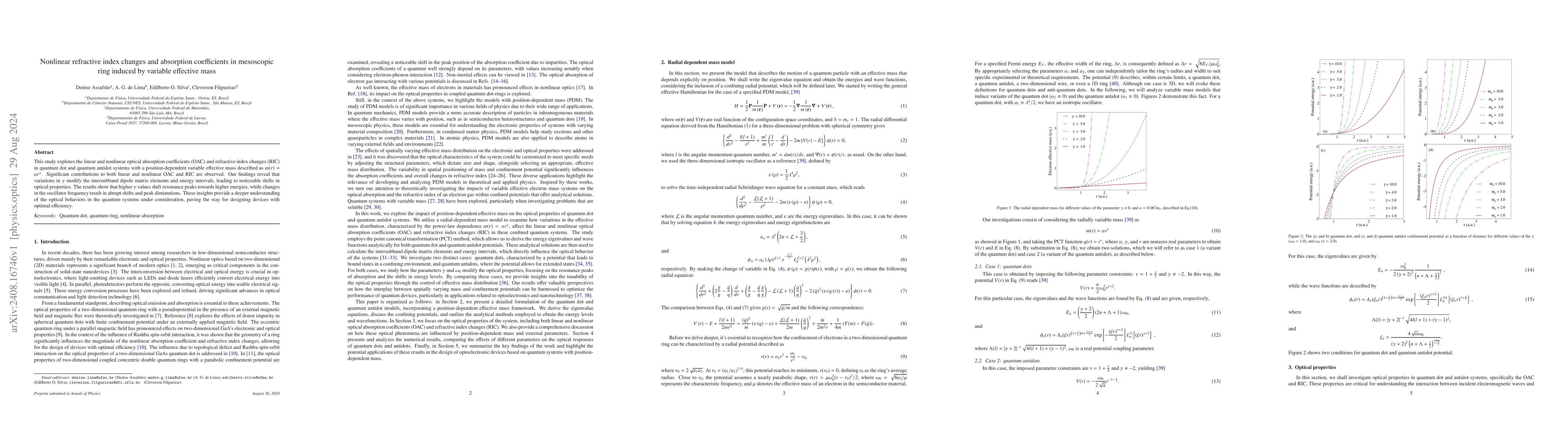 Thumbnail for Nonlinear refractive index changes and absorption coefficients in
  mesoscopic ring induced by variable effective mass