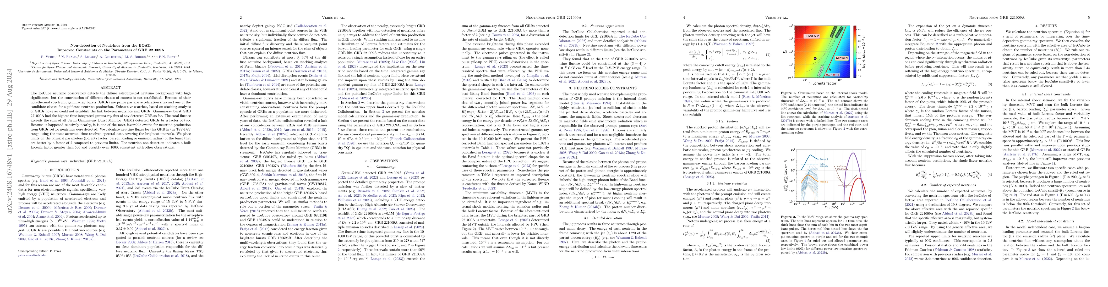 Thumbnail for Non-detection of Neutrinos from the BOAT: Improved Constraints on the
  Parameters of GRB 221009A