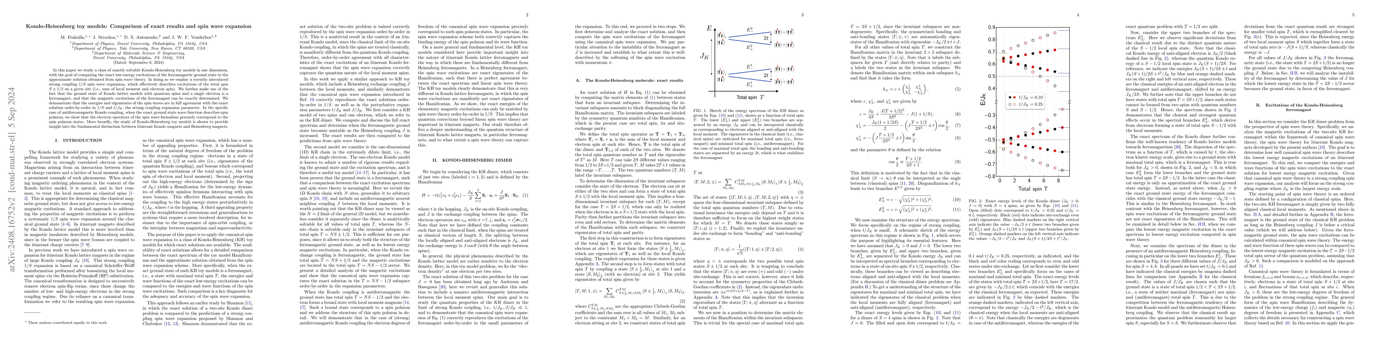 Thumbnail for Kondo-Heisenberg toy models: Comparison of exact results and spin wave
  expansion