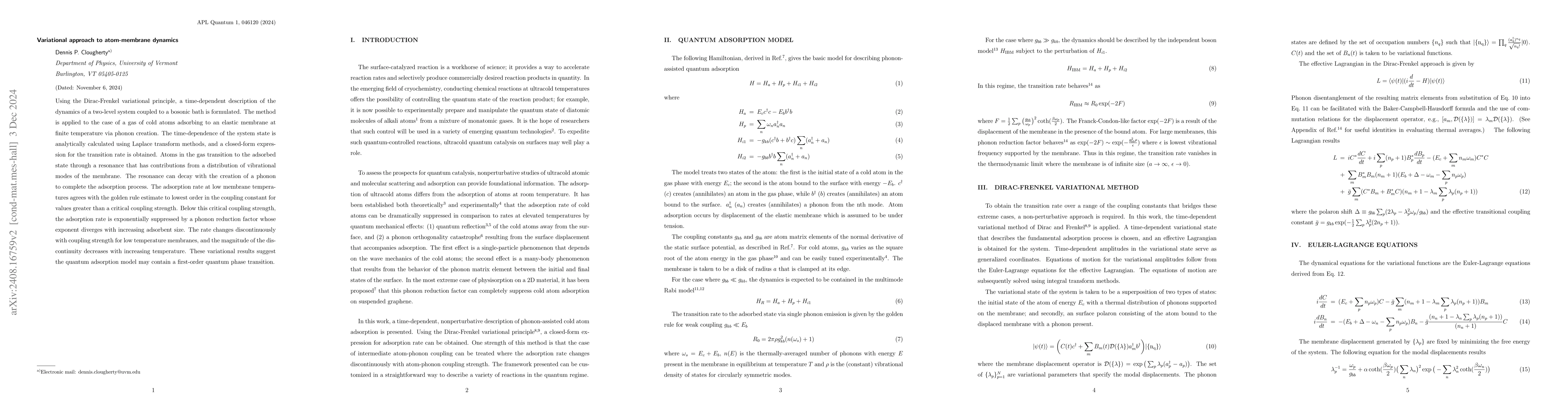 Thumbnail for Variational approach to atom-membrane dynamics