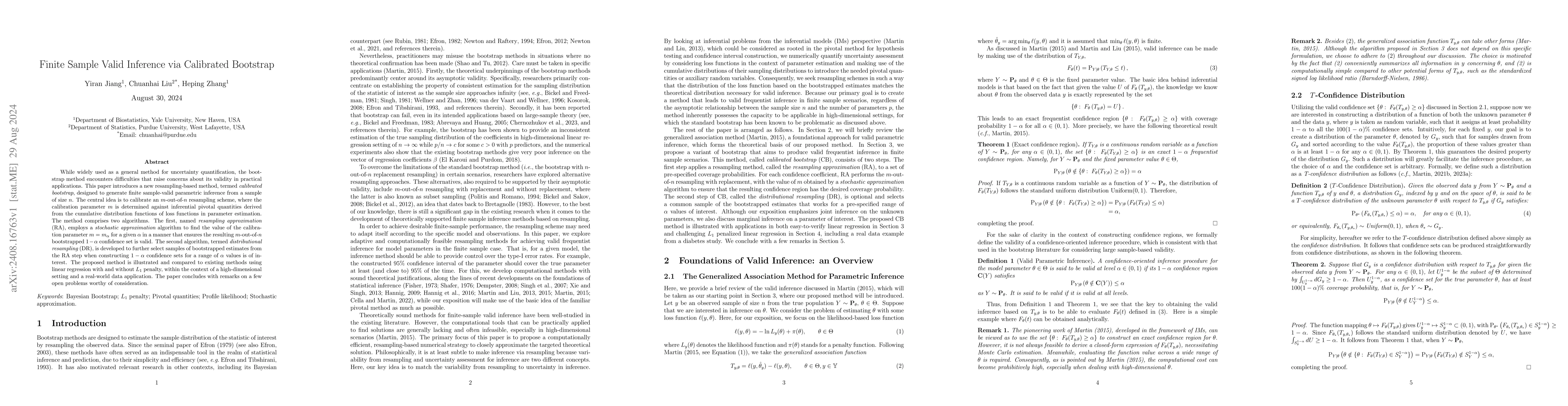 Thumbnail for Finite Sample Valid Inference via Calibrated Bootstrap