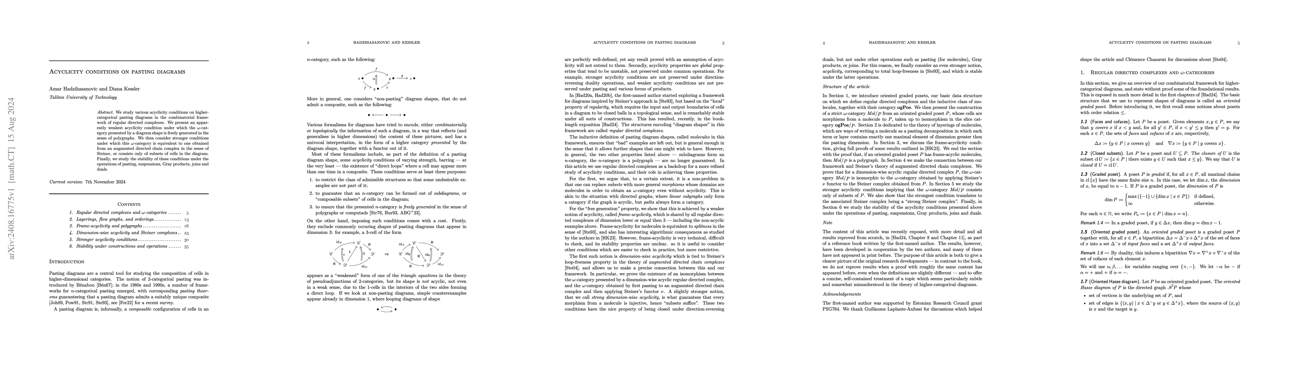 Thumbnail for Acyclicity conditions on pasting diagrams