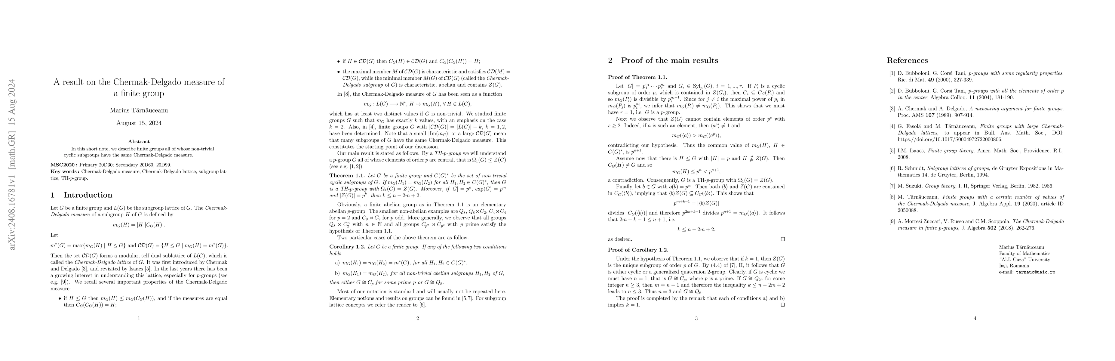Thumbnail for A result on the Chermak-Delgado measure of a finite group