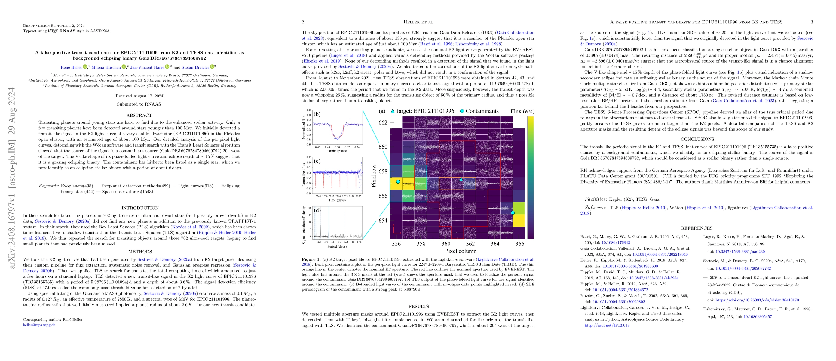 Thumbnail for A false positive transit candidate for EPIC 211101996 from K2 and TESS
  data identified as background eclipsing binary Gaia DR3 66767847894609792
