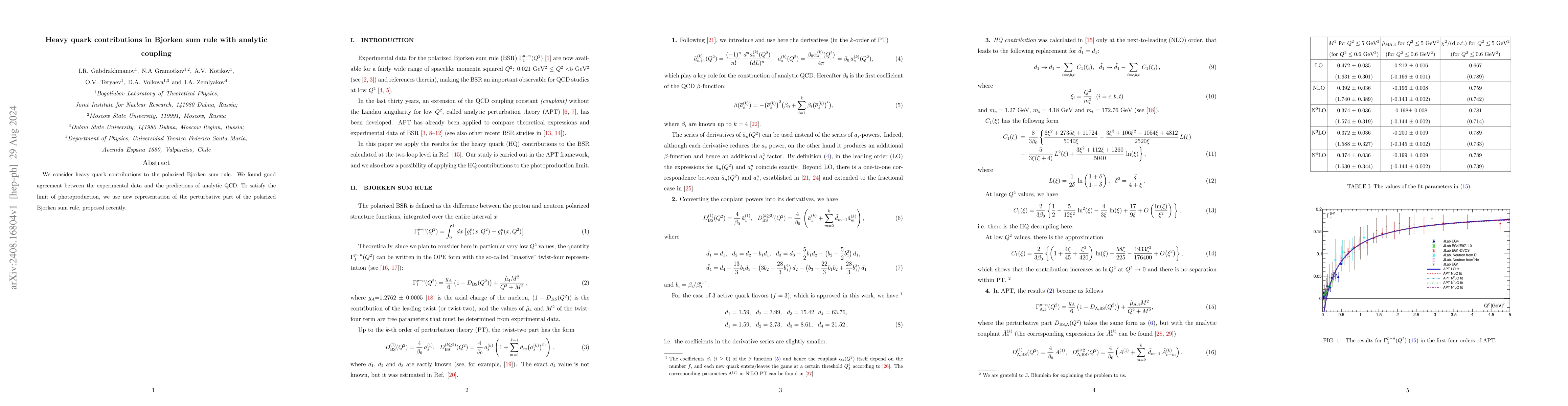 Thumbnail for Heavy quark contributions in Bjorken sum rule with analytic coupling