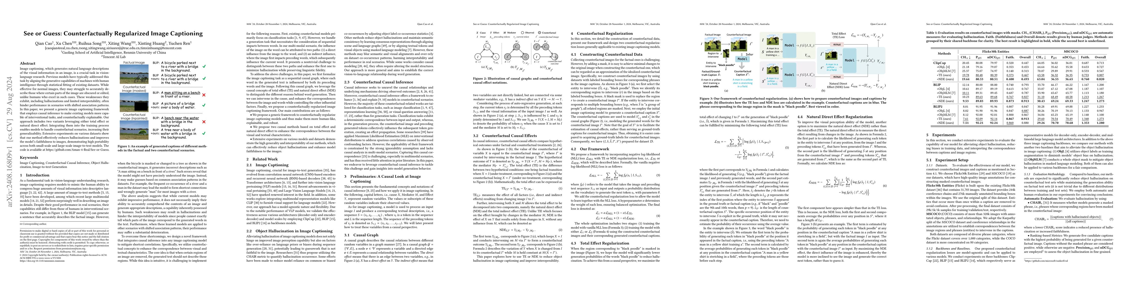 Thumbnail for See or Guess: Counterfactually Regularized Image Captioning