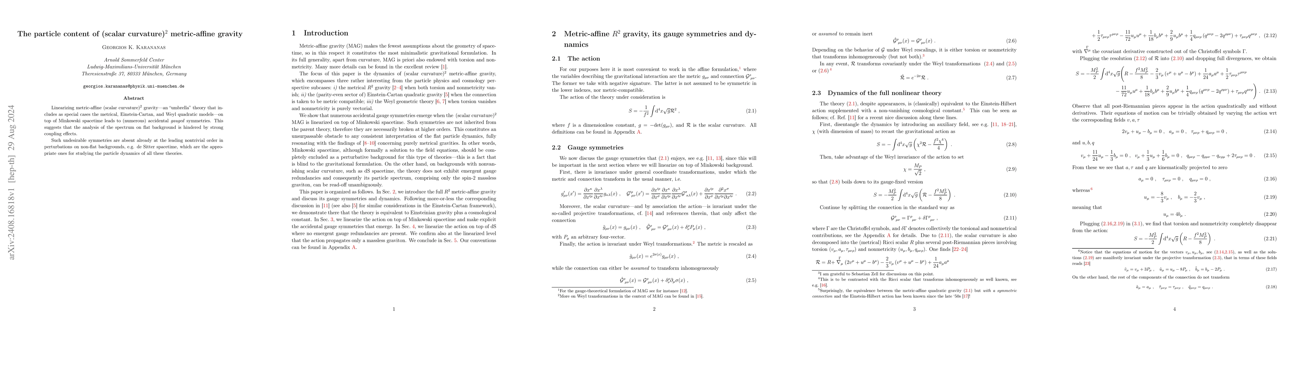 Thumbnail for The particle content of (scalar curvature)$^2$ metric-affine gravity