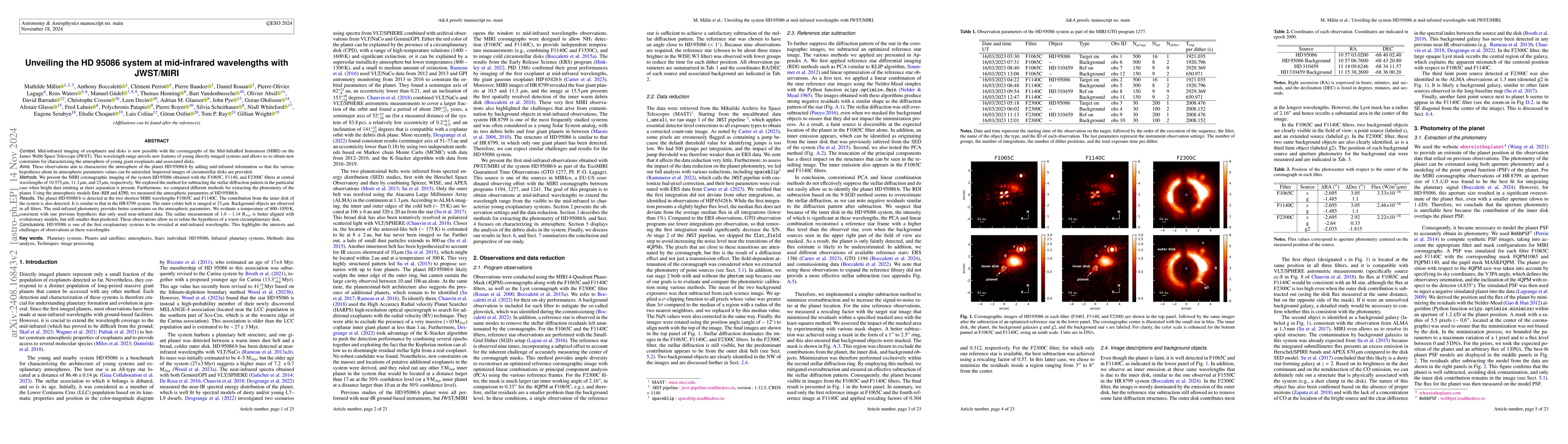 Thumbnail for Unveiling the HD 95086 system at mid-infrared wavelengths with JWST/MIRI