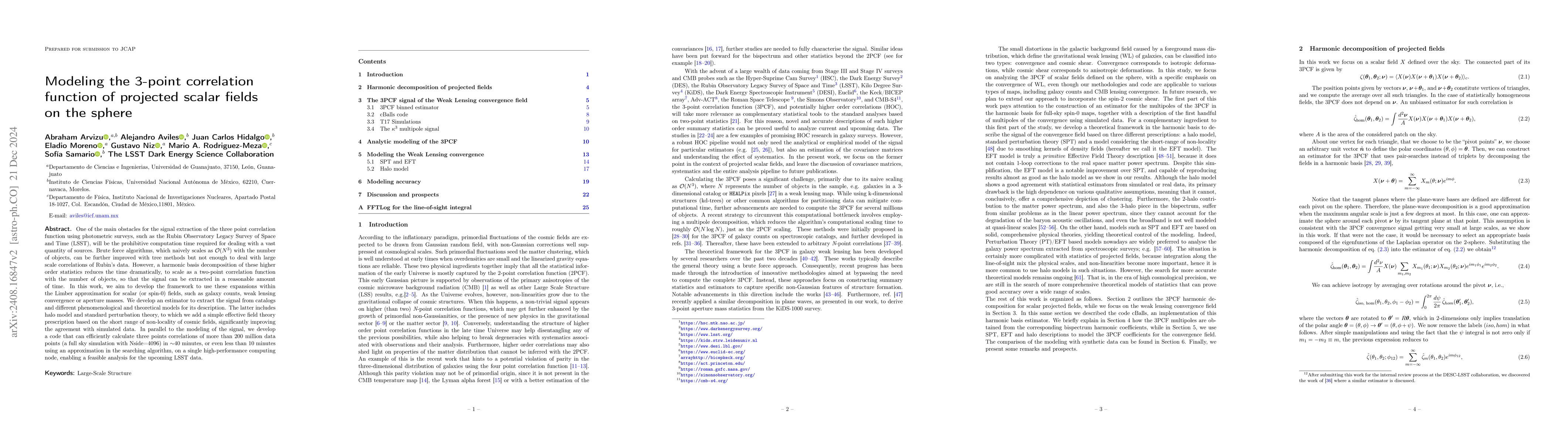 Thumbnail for Modeling the 3-point correlation function of projected scalar fields on
  the sphere