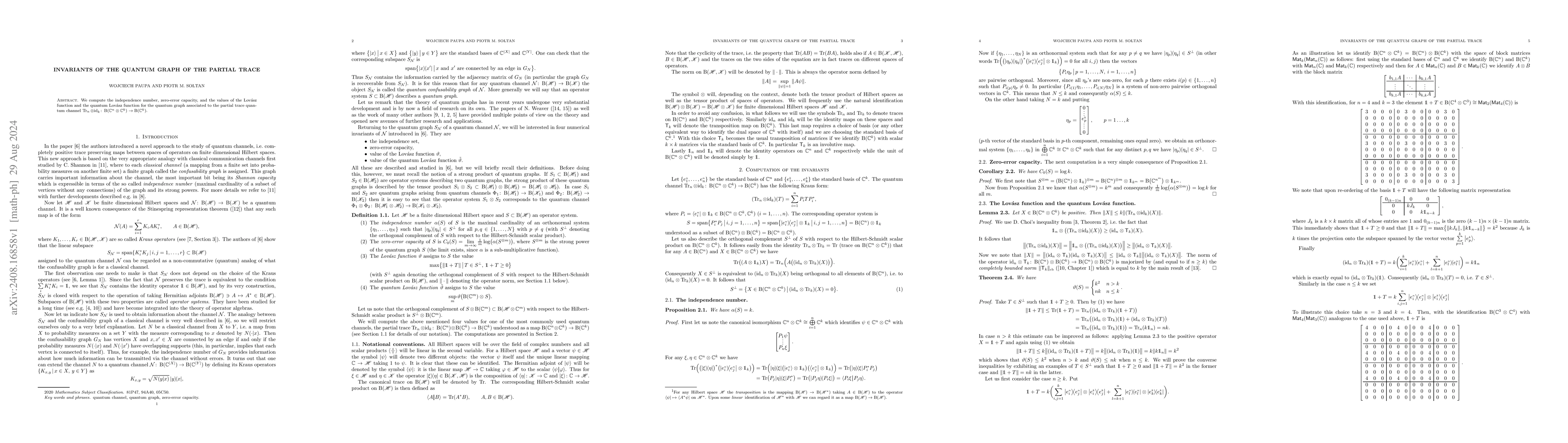 Thumbnail for Invariants of the quantum graph of the partial trace