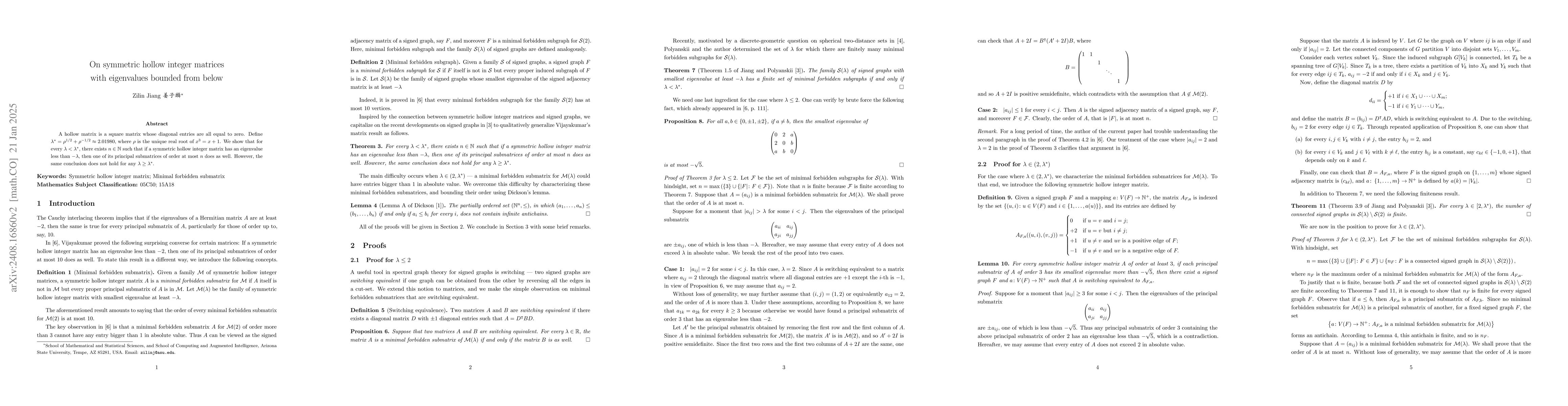 Thumbnail for On symmetric hollow integer matrices with eigenvalues bounded from below