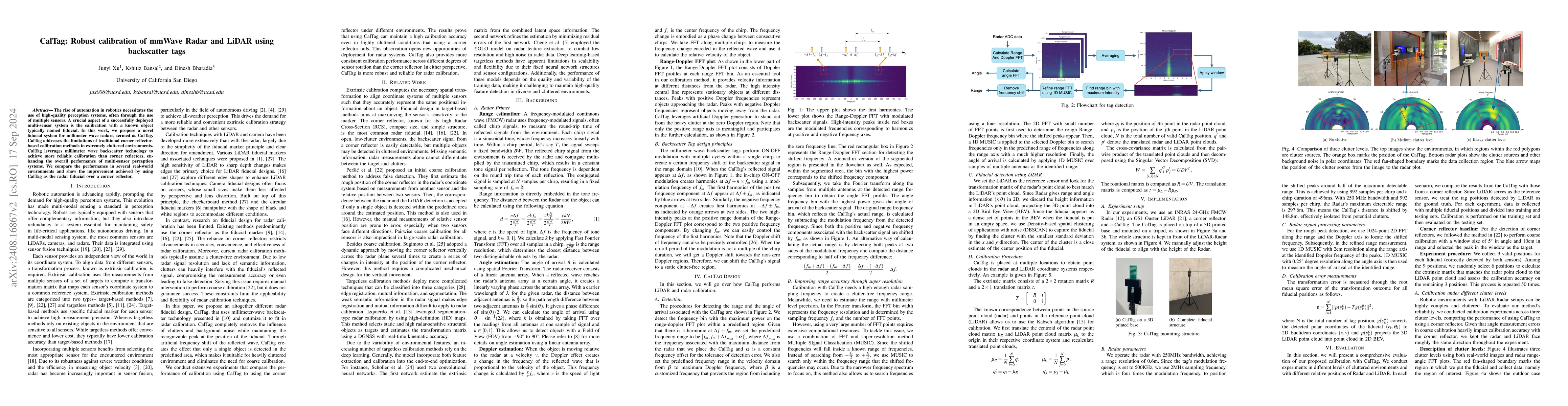 Thumbnail for CalTag: Robust calibration of mmWave Radar and LiDAR using backscatter
  tags