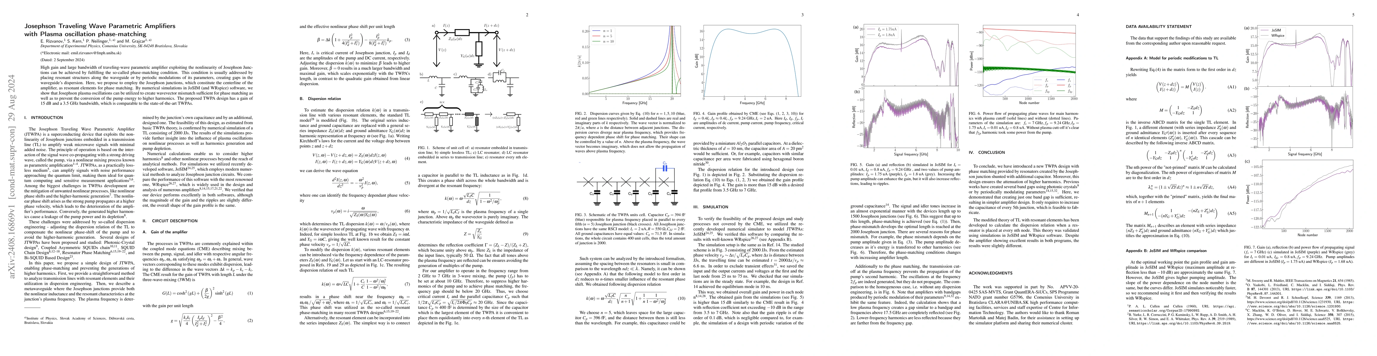 Thumbnail for Josephson Traveling Wave Parametric Amplifiers with Plasma oscillation
  phase-matching