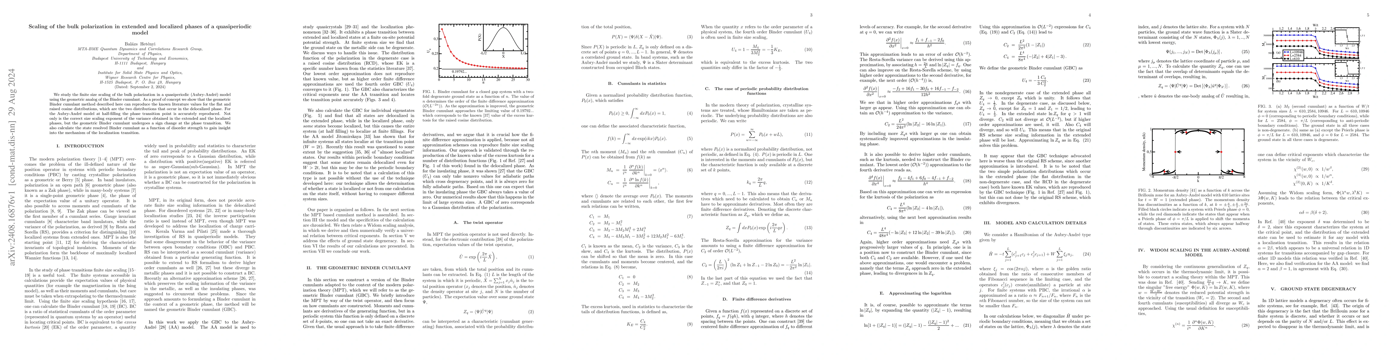 Thumbnail for Scaling of the bulk polarization in extended and localized phases of a
  quasiperiodic model