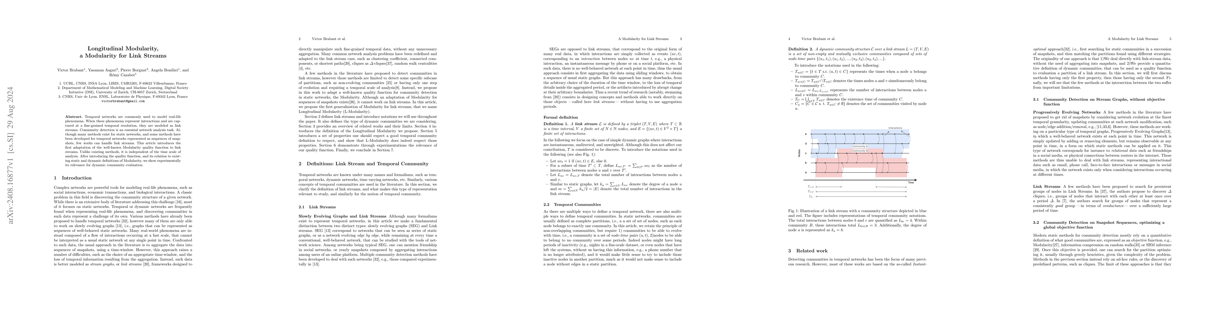 Thumbnail for Longitudinal Modularity, a Modularity for Link Streams