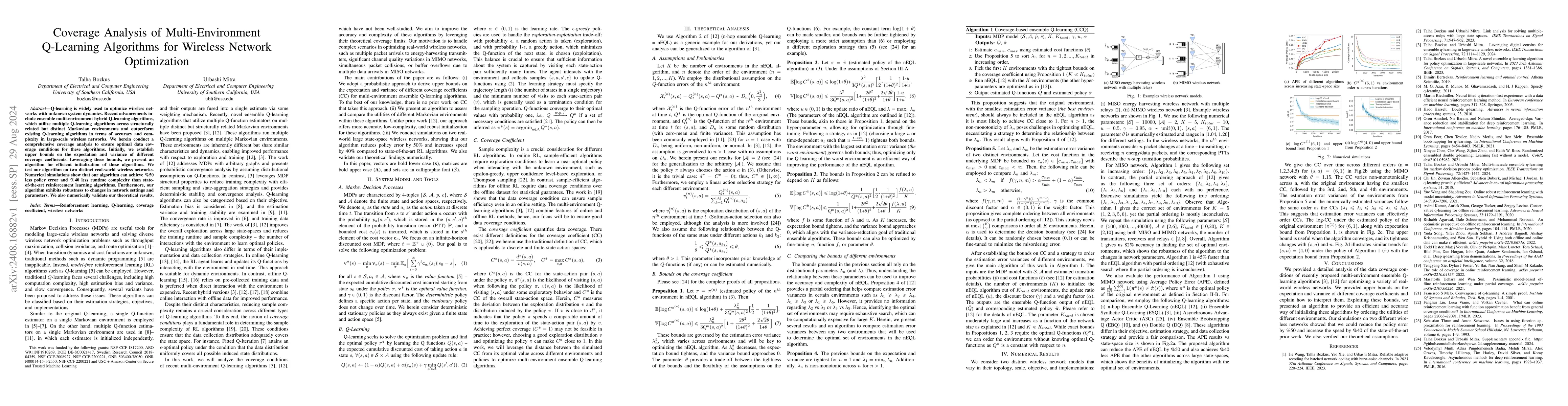 Thumbnail for Coverage Analysis of Multi-Environment Q-Learning Algorithms for
  Wireless Network Optimization