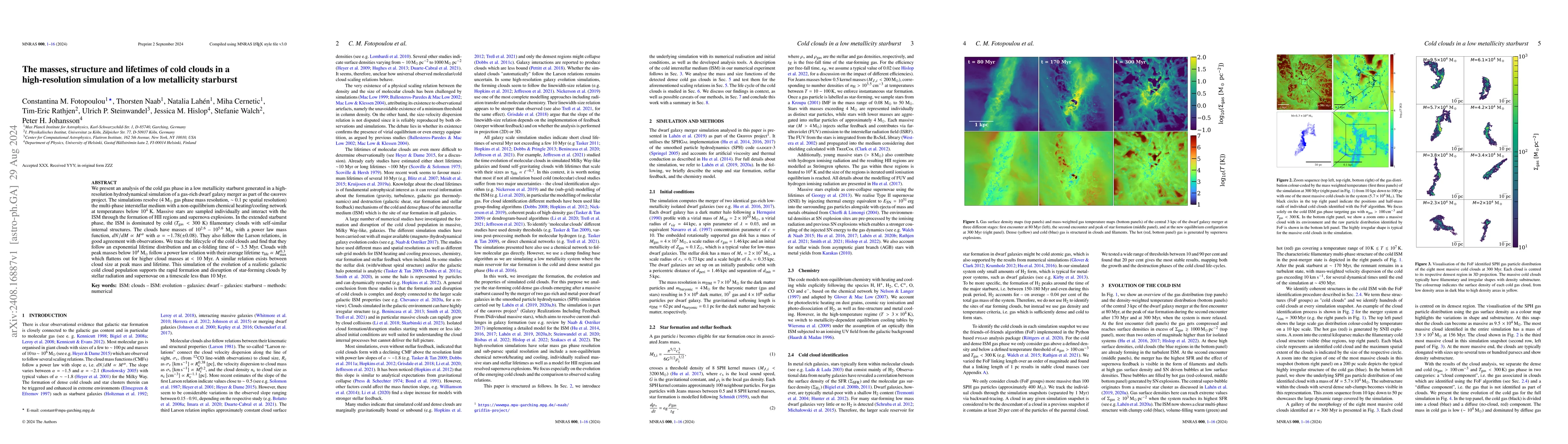 Thumbnail for The masses, structure and lifetimes of cold clouds in a high-resolution
  simulation of a low metallicity starburst