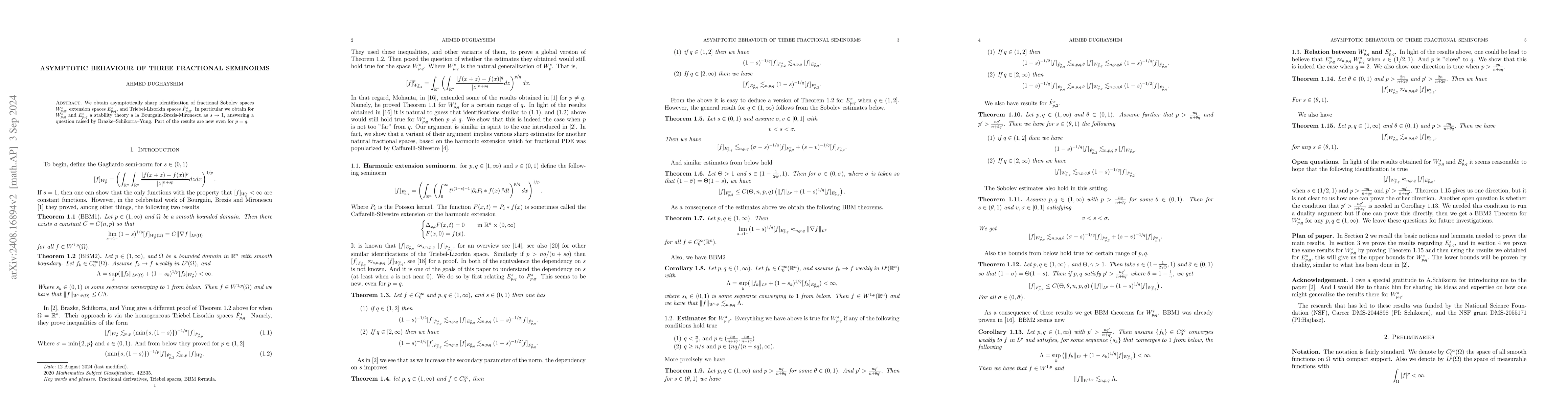 Thumbnail for Asymptotic Behaviour of three fractional spaces