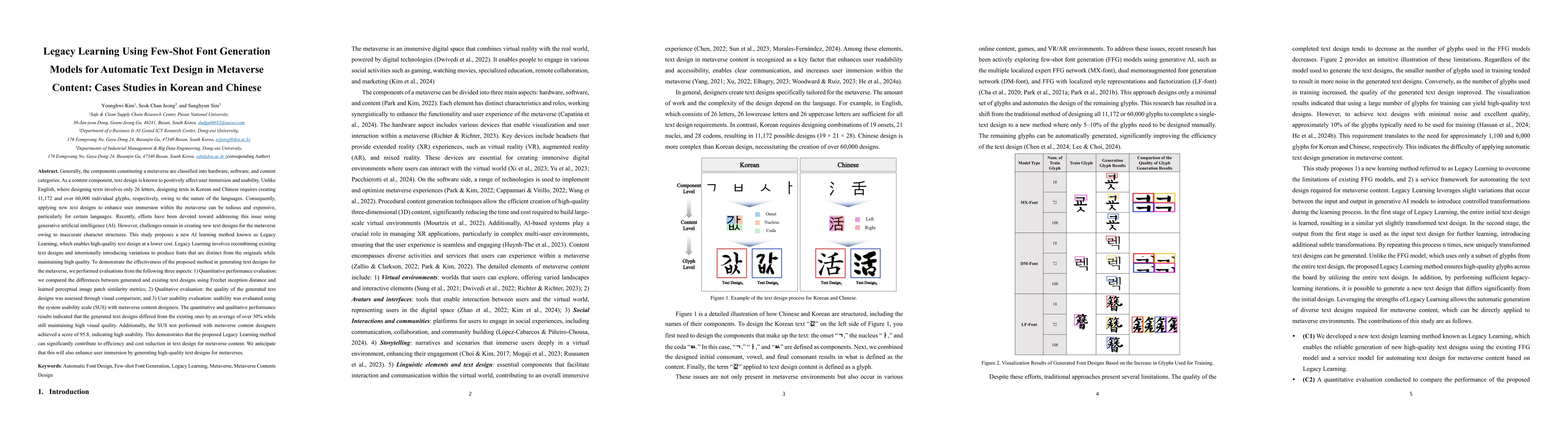 Thumbnail for Legacy Learning Using Few-Shot Font Generation Models for Automatic Text
  Design in Metaverse Content: Cases Studies in Korean and Chinese