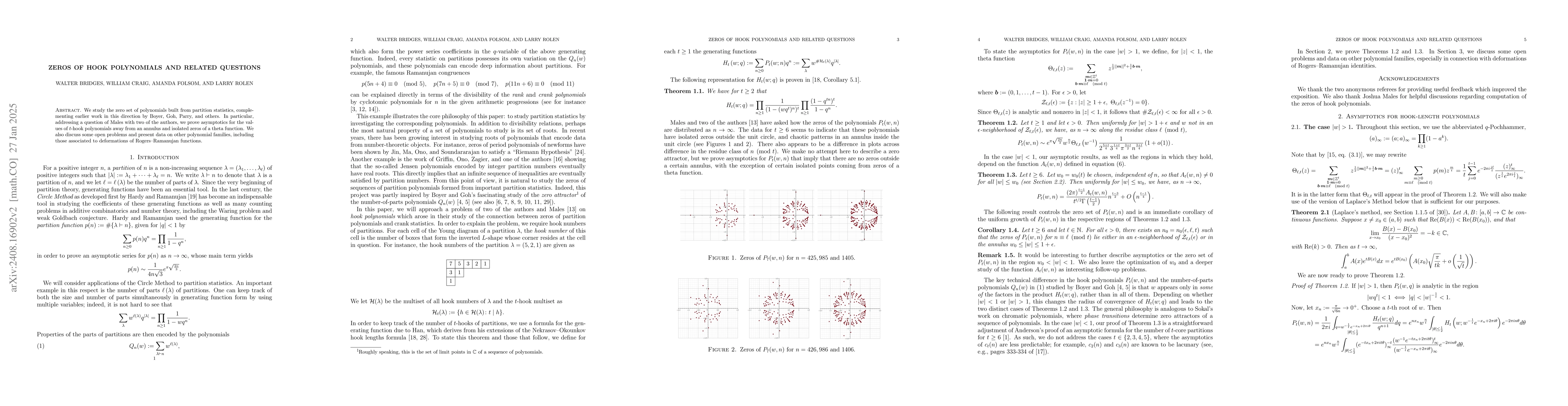 Thumbnail for Zero attractors of hook polynomials and related questions