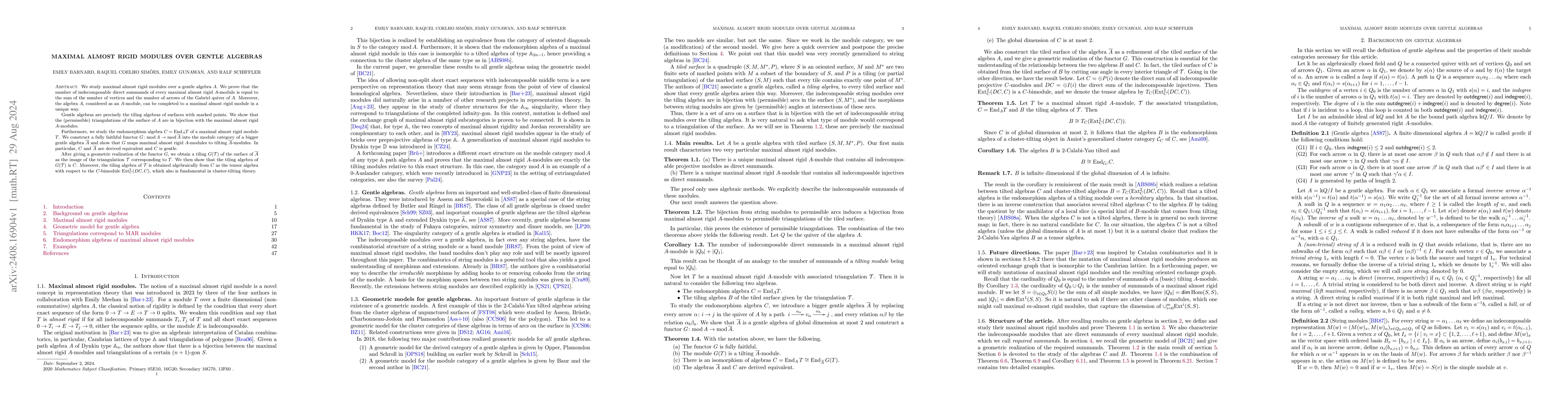 Thumbnail for Maximal almost rigid modules over gentle algebras