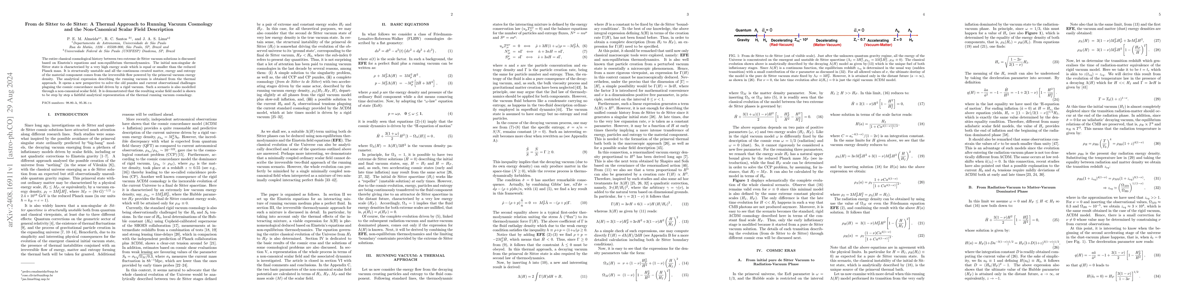 Thumbnail for From de Sitter to de Sitter: A Thermal Approach to Running Vacuum
  Cosmology and the Non-Canonical Scalar Field Description