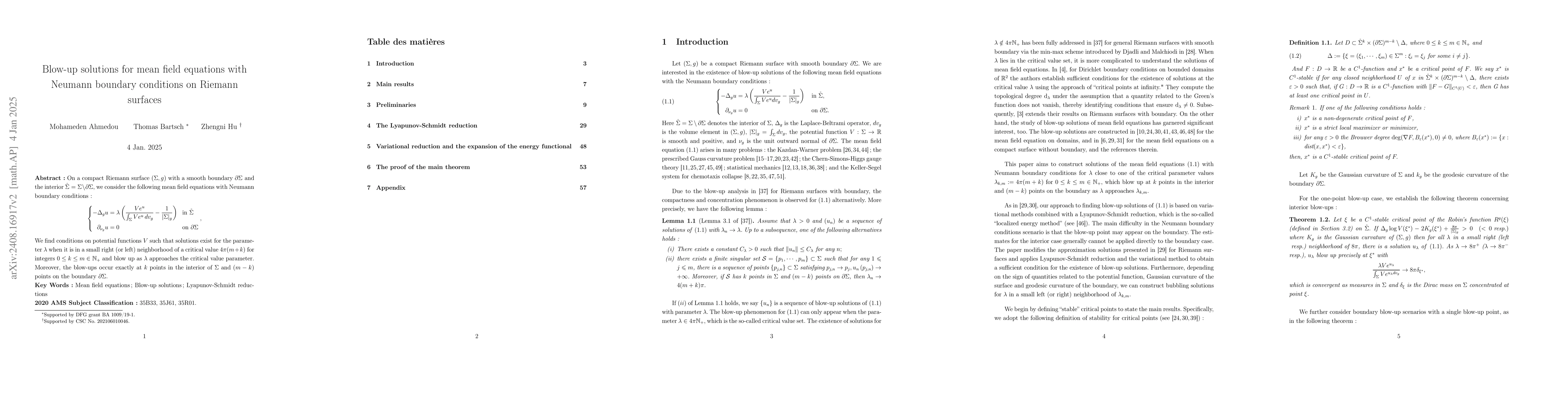 Thumbnail for Blow-up solutions for mean field equations with Neumann boundary
  conditions on Riemann surfaces