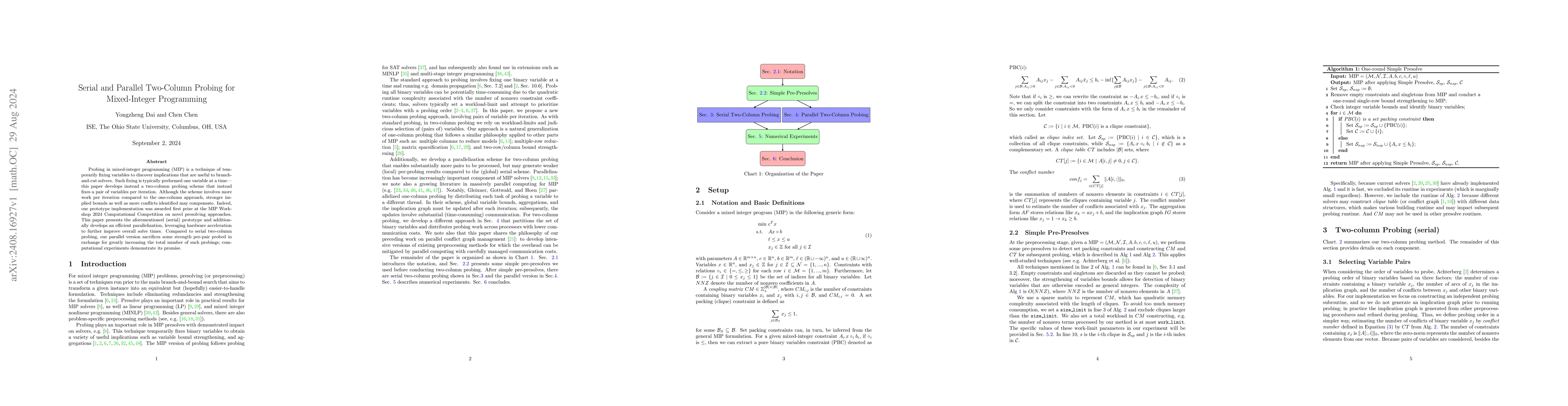 Thumbnail for Serial and Parallel Two-Column Probing for Mixed-Integer Programming