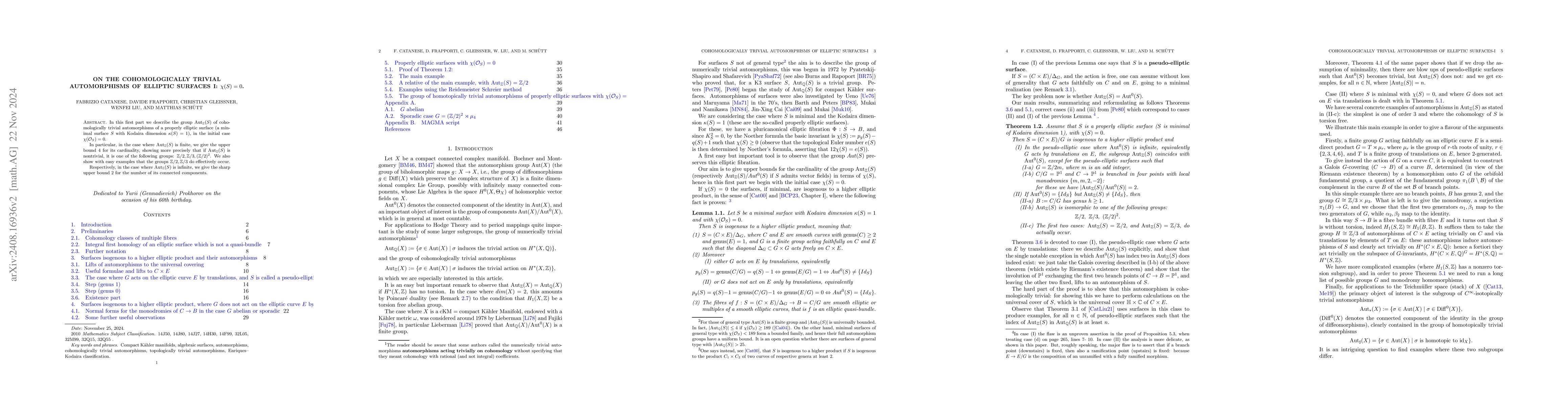 Thumbnail for On the cohomologically trivial automorphisms of elliptic surfaces I:
  $χ(S)=0$