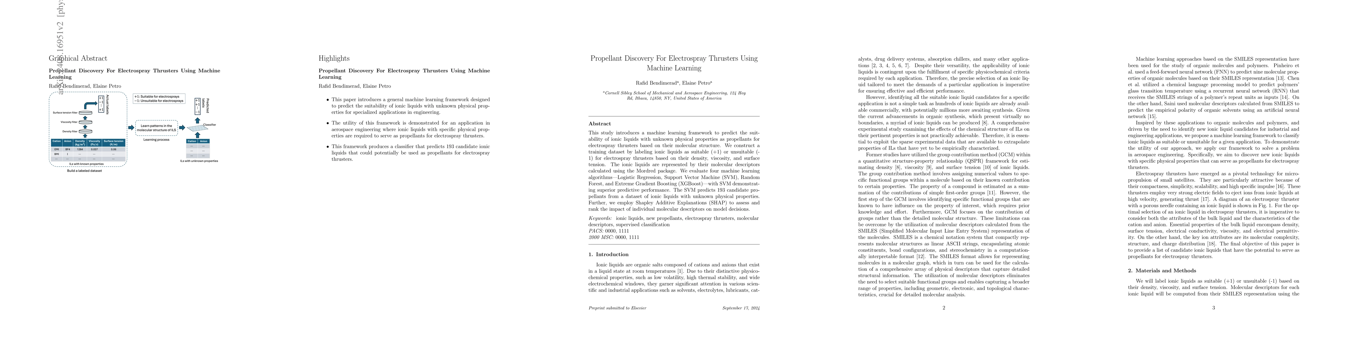 Thumbnail for Propellant Discovery For Electrospray Thrusters Using Machine Learning