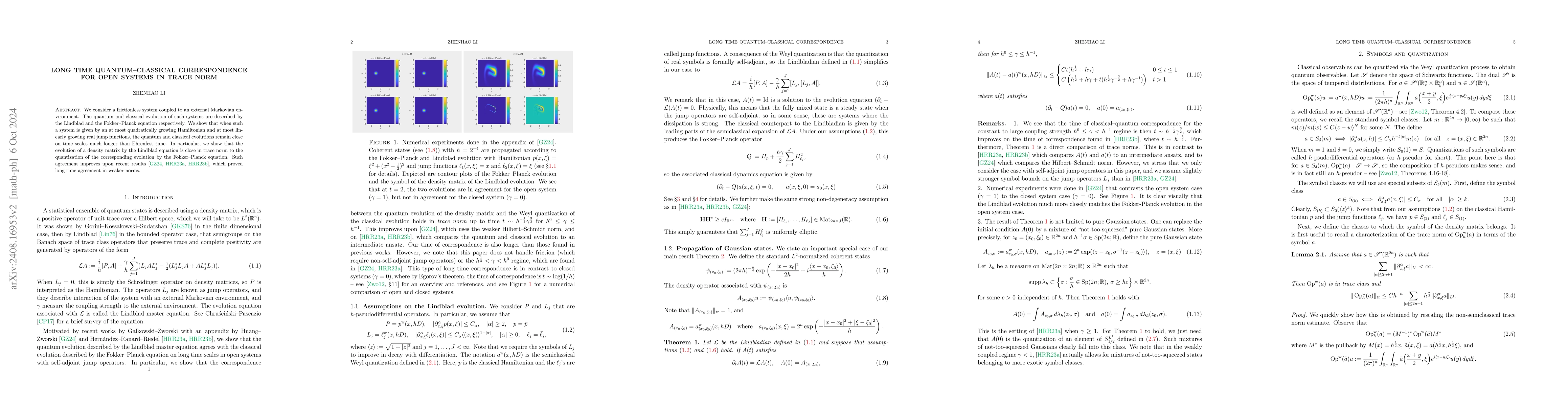 Thumbnail for Long time quantum-classical correspondence for open systems in trace
  norm