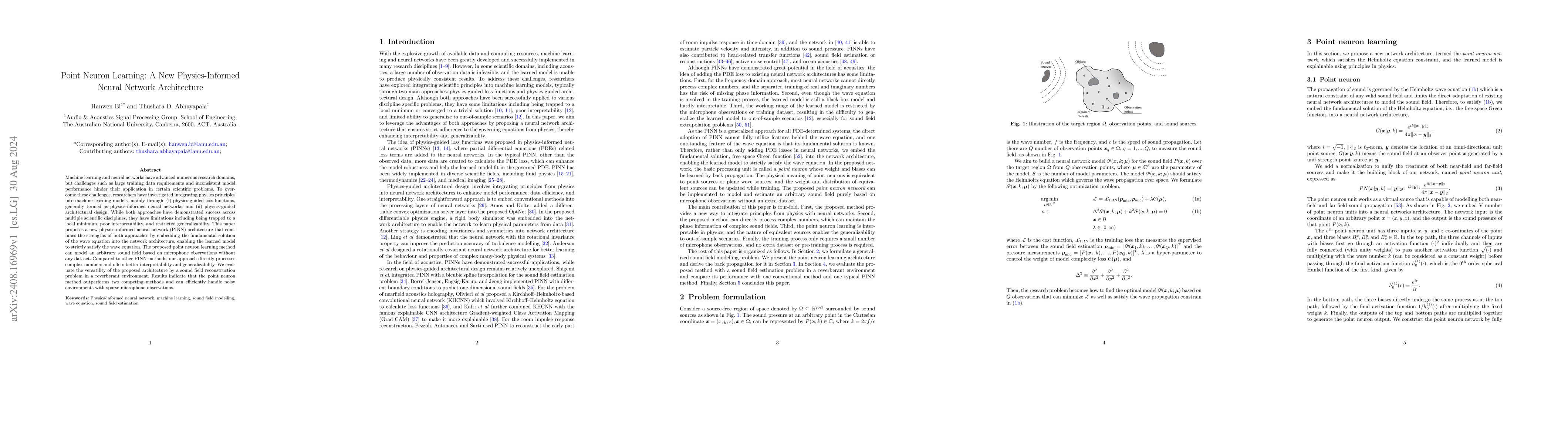 Thumbnail for Point Neuron Learning: A New Physics-Informed Neural Network
  Architecture