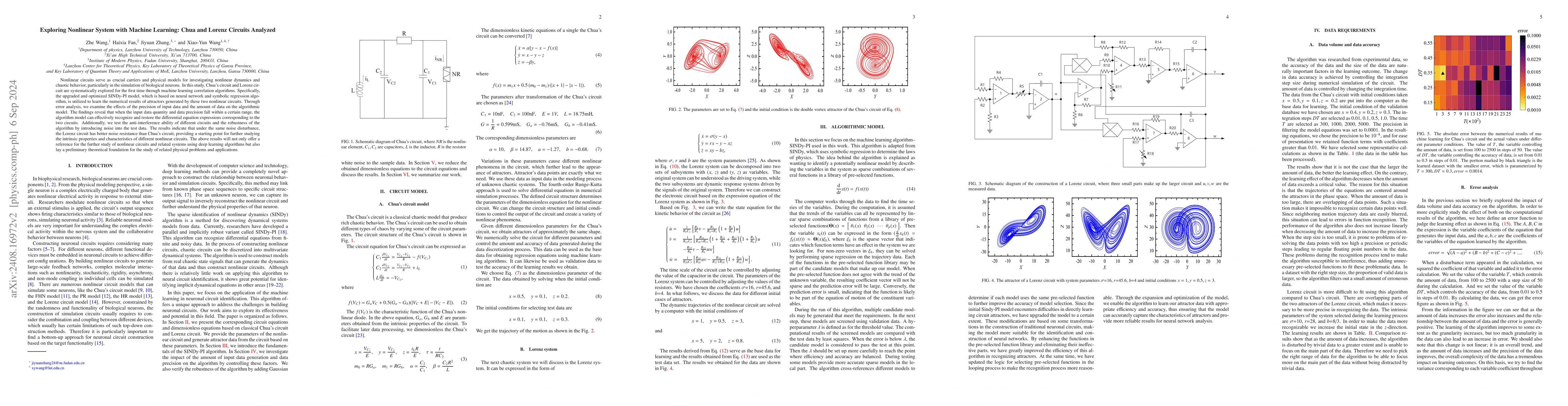 Thumbnail for Exploring Nonlinear System with Machine Learning: Chua and Lorenz
  Circuits Analyzed
