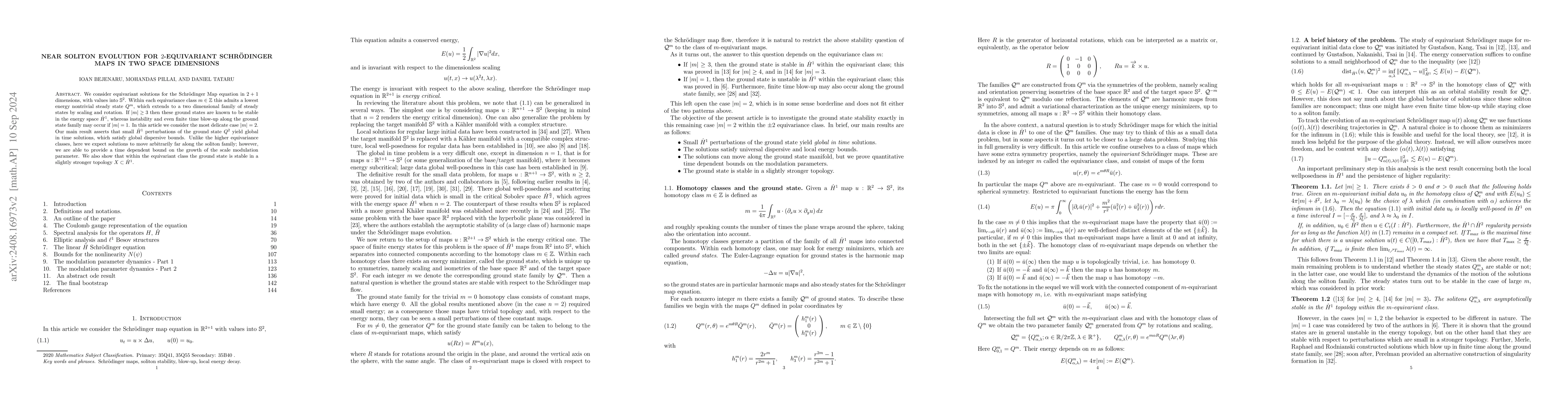 Thumbnail for Near soliton evolution for $2$-equivariant Schrödinger Maps in two
  space dimensions
