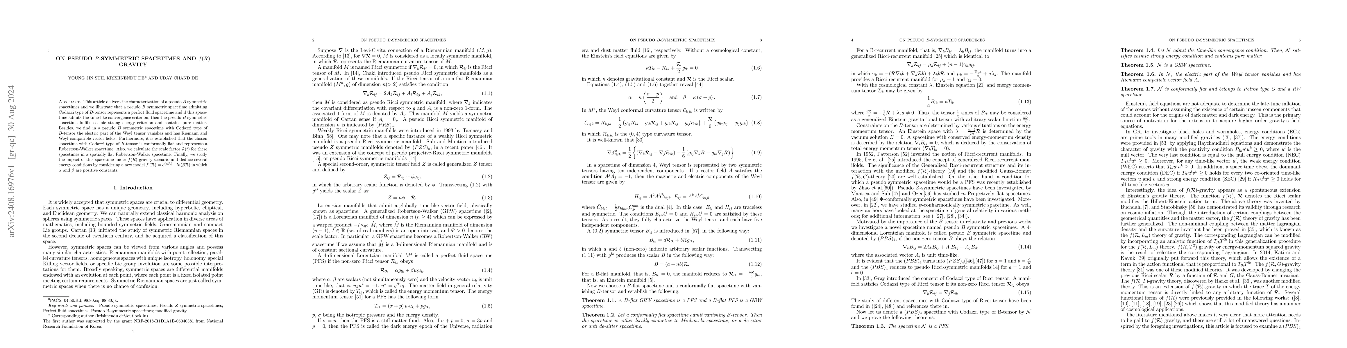Thumbnail for On Pseudo $B$-symmetric spacetimes and $f(\mathcal{R})$ gravity