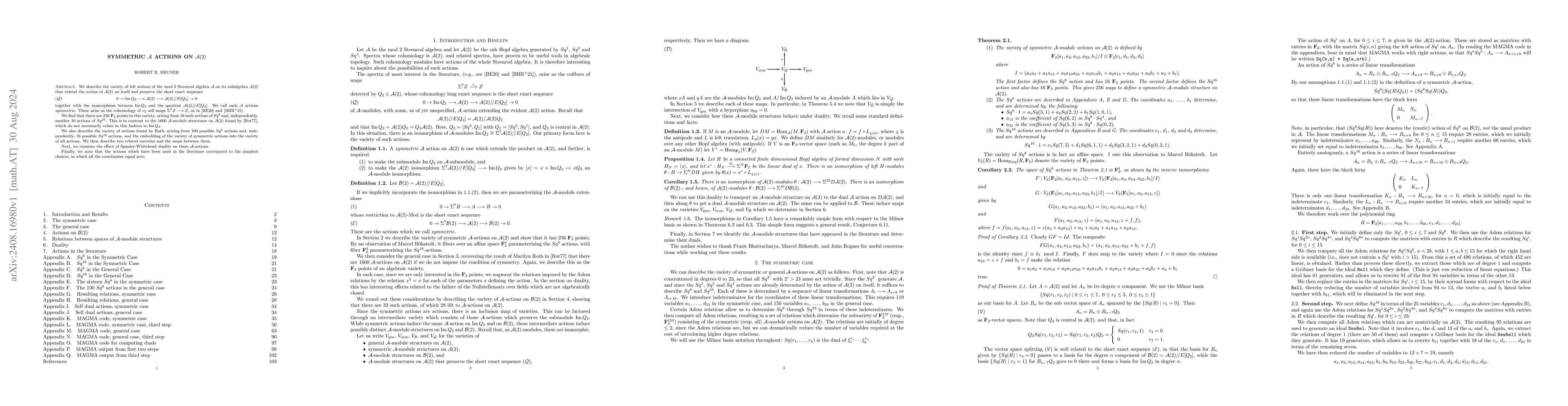 Thumbnail for Symmetric A actions on $\mathcal{A}(2)$